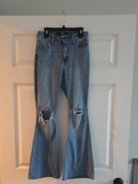 Hollister Light Blue Distressed High-rise Vintage Flare Jeans